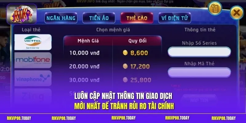 Luôn cập nhật thông tin giao dịch mới nhất để tránh rủi ro tài chính