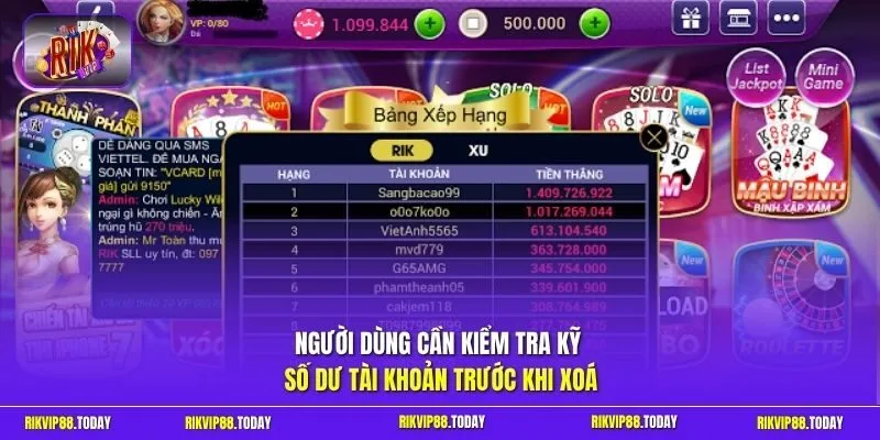 Xoá Tài Khoản Rikvip Hướng Dẫn Cách Nhanh Chóng Nhất 2026 3 Sunwin Người dùng cần kiểm tra kỹ số dư tài khoản trước khi xoá