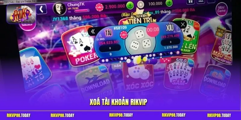 Xoá tài khoản Rikvip